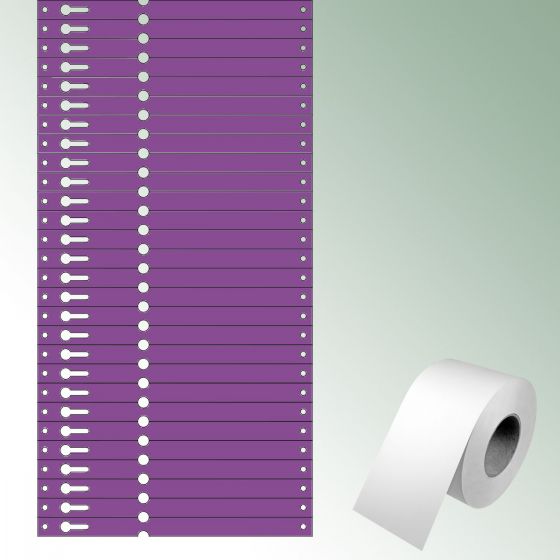 Etykiety pętlowe 180x12,75 mm kolor liliowy, bez nadruku zawartość/rolkę = 1000 szt.