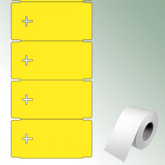 Etykiety z n. krz. TT 105x51mm żółte, bez nadruku, nacięcie zawartość/ rolkę = 1250 szt.
