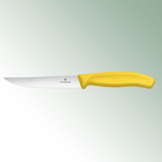 Nóż do zbiorów 23 cm, z ostrzem ząbkowanym żółty uchwyt