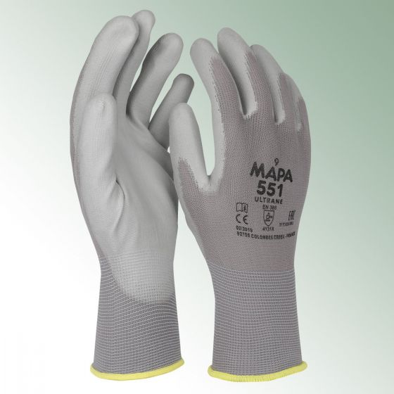 Rękawice z tworzywa sztucznego szare, MAPA Ultrane 551,roz.6 Sprzedaż na pary (op. = 10)