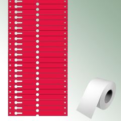 Etykiety pętlowe 140x12,75 mm kolor czerwony, bez nadruku zawartość/rolkę = 1000 szt.