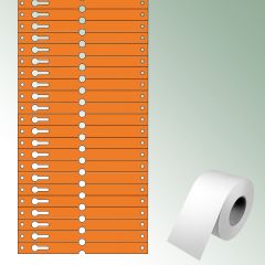 Etykiety pętlowe 140x12,75 mm kolor pomarańcz., bez nadruku zawartość/rolkę = 1000 szt.