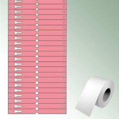 Etykiety pętlowe 140x12,75 mm kolor różowy, bez nadruku zawartość/rolkę = 1000 szt.
