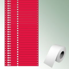 Etykiety pętlowe 180x12,75mm kolor czerwony, bez nadruku zawartość/rolkę = 1000 szt.