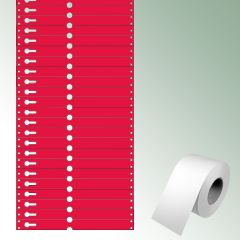 Etykieta pętlowa 220x19,125 mm czerwona, bez nadruku/ duża zawartość/rolkę = 1000 szt.