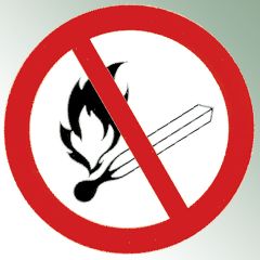 Znak zak. Zakaz używania ognia otw. źródeł świ., pal. tytoniu Tabl. na szafę na chemikalia